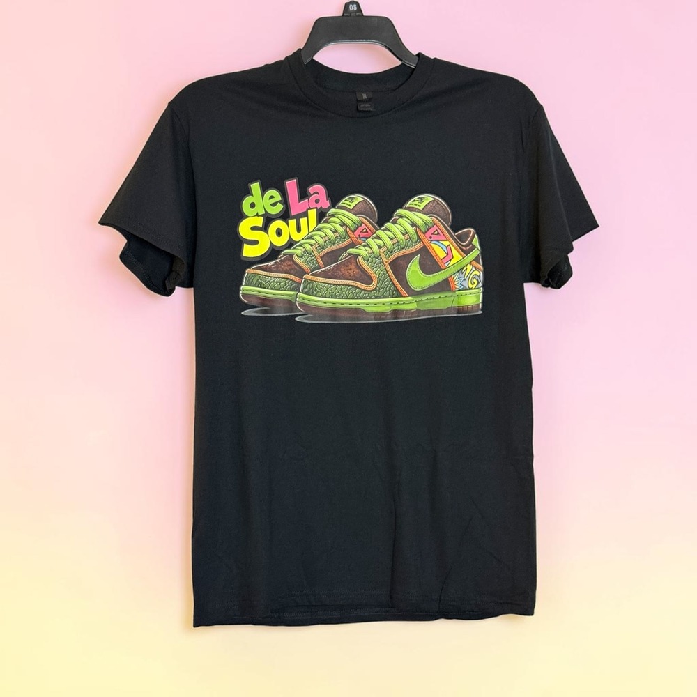 Gildan De La Soul Nike SB Dunk Graphic T-Shirt Mens Medium Black Heavy Cotton